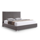 Hillsdale Bed Frame Polyester Fabric Padded Upholstery High Quality Slats Polished Stainless Steel V43-BED-HILL-QGR