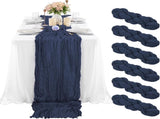 6 Pcs Navy Blue Cheesecloth Table Runner 10FT, Gauze Table Runner for Wedding Reception Sheer Bridal V1259-DP01-A-2365