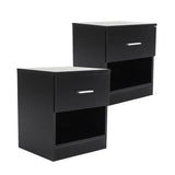 2X Bedside Table Side Storage Cabinet Nightstand Bedroom 1 Drawer 1 Shelf ELLA - BLACK V274-FT-BEDT-2DC05-BK2