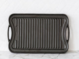 Oil-seasoned Ready to use 50.7x25.8cm Reversible Cast Iron Grill - Black V196-CIGP05