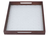 Serving Tray Walnut Wood Vintage Glass Cake Bread Breakfast Snack Plate Elegant Rectangle Tray V1294-YM0703-3118230019011