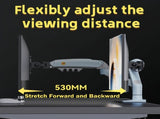 Single Monitor Arm for 17-30 Inch Screens,Height Adjustable Desk Mount Sliver Aluminium Monitor V1337-FY-G3NF-BD34