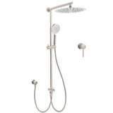 Brushed Nickel Round 12" Rainfall Head Shower Handheld Sliding Rail Small Face Mixer 2in1 Set V1233-SC842BSHR002M4CNKSR112NKRD201N60