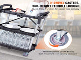 Foldable Utility Service Cart, 3 Shelf 165LBS Heavy Duty Plastic Rolling Cart with Lockable Wheels, V952-SXSYTCSXCDPM3XOD4V0