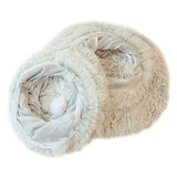Grey Luxury Plush Cat Bed with Hidden Tunnel - Soft Round Pet Bed for Cats and Small Dogs V888-ELOSUNG16329