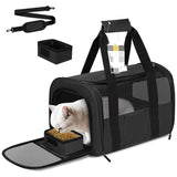 Black Large Cat & Small Dog Carrier - Soft-Sided, Foldable & Breathable Pet Travel Bag V888-ELOSUNG38485