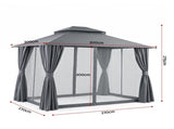 Instahut Gazebo 3x3m Canopy Outdoor Steel Frame Patio Tent Curtains Marquee Grey GAZEBO-IR-MC-3X3-GY