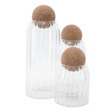 3Pcs Glass Jars with Ball Cork Transparent Sealing Storage Container for Tea Coffee Cereals V1294-YM0901-3118210123711