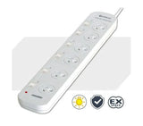 Sansai 6 Way Powerboard 6 Outlet 10A 240V Individually Switched 3 extra spaced sockets 1M Length V1202-V2-UPSA-PB056-SW