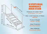Dock Ladder, 1.09 m-1.29 m Adjustable Height, 227 kg Load Capacity, Aluminum Alloy 6 Steps Pontoon V952-MTFSTWJFHXJD5J314V0