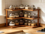 3 Tier Desktop Organizer Shelf Cup Storage Rack Wooden Corner Display Stand for Kitchen Counter V1192-AZ-W-20012