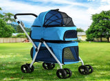 i.Pet Pet Stroller Dog Pram Large Cat Carrier Travel Foldable 4 Wheels Double PET-STROLLER-2T-BL