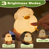 Music Duck Silicone Night Light - USB Rechargeable, Touch Sensor, Three Brightness Levels, Timer V1370-AZ4-25444