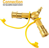 1/4" RV Quick Connect Y Splitter Adapter with Shutoff Valve for RV Trailer and Quick Connect V1258-DP02-C-276