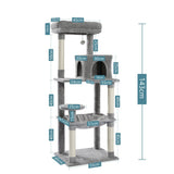 Grey Road Cat Tree Tower Scratching Post Scratcher Cats Condo House Bed 143cm V201-W12900685