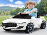 Rigo Kids Electric Ride On Car Cars Music Headlight Remote Control 12V White RCAR-MASRT-S-WH