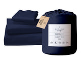 Laura Hill Luxury Living 4pc 1000 Thread Count Cotton Rich Queen Bed Sheet Set Gift Pack Navy B CVC-10QS-NV