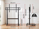 Artiss Mobile TV Stand for 40-100 Inch TVs Cart with Wheels Adjustable Shelves TV-MOUN-40100-WAL