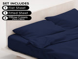 Laura Hill Luxury Living 4pc 1000 Thread Count Cotton Rich Queen Bed Sheet Set Gift Pack Navy B CVC-10QS-NV