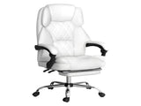Artiss Executive Office Chair Leather Footrest White OCHAIR-G-1051-FT-WH