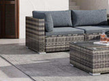 Large Modular Outdoor Ottoman Lounge Set in Grey V264-OTF-509S-541S-LGR