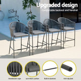 Gardeon 5-Piece Outdoor Bar Set Dining Table Rope Chair Patio Bistro Set ODF-BARSET-ROPE-5SET-AB