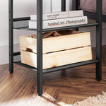 Industrial Set of 2 Bedside Tables with Adjustable Mesh Shelves Rustic Brown and Black V178-11604