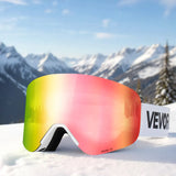 Frameless Ski Goggles, Magnet Cylindrical Lens with Pink Revo Coating, Fit for Skiing, Skating, V767-VVR-HXJWKBSDCXHJ4LNEU001V0