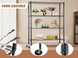 Modular Wire Storage 90x35cm Steel Shelving Black With Wheels For Garage Warehouse Or Kitchen V63-841151