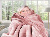 Laura Hill 600-GSM Mink Blanket Queen Size Double-Sided Soft Plush Bed Faux Throw Rug Wine Pink MINK-PK