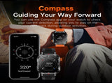 Rugged Outdoor Smart Watch for Men - 1100mAh Extra Long Battery with LED Flashlight & Compass V888-ELOSUNG41846