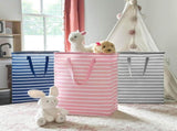 2 Pack Thin Stripe Laundry Hamper with Handles, Pink 75L V1237-ZY00B0DGKS7S6B
