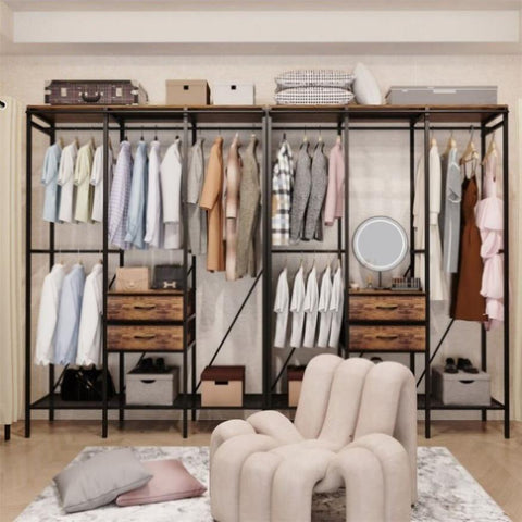 XXL Heavy Duty Wardrobe Closet w/ Shelf, Drawer & Rack V178-66999