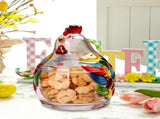 Chicken Cookie Jar, Glass Hen on Nest Candy Dish with Lid, Vintage Hen on Nest Glass Dish, Creative V1192-AZ-W-33906