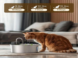 Wireless Pet Water Fountain for Cats and Small Dogs, 304 Stainless Steel, 3.2L Capacity, V1341-ZY-5NM2GH6C-D3