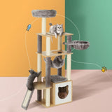 i.Pet Cat Tree 152cm Tower Scratching Post Scratcher Wood Bed Condo Toys House Ladder PET-CAT-WOOD01-GR