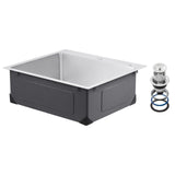 25 inch Kitchen Sink Workstation, 304 Stainless Steel Top Mount Sinks, Drop-In Single Bowl Farmhouse V952-QRSSCTSPDC255JJGGV0