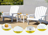Gardeon Outdoor Table and Chairs HDPE Adirondack Beach Chair Sun Lounge Patio Furniture Garden White FF-BEACH-3HE-WH