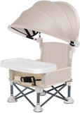 Foldable Highchair for Children with Sunshade and Removable Food Tray, Portable, Beige V1188-MS-325-1210