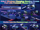 Wireless Charging Mouse Pad 15W RGB Gaming Mousepad Waterproof Desk Mat with Phone Holder V1079-MOUSRPADBLUE