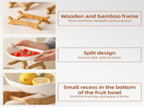 CARLA HOME 3-Tier Plastic Fruit Bowl Basket with Bamboo Stand for Kitchen Counter, Snack Tray, V178-36196