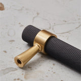 20PCS/Lot Solid Brass Cabinet Modern Gold with Black Knurled Textured Cabinet Handles Brass V1188-WTJ-SJH-1075