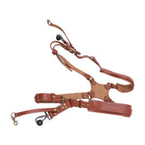 Dual Shoulder Leather Harness Comfortable Camera Strap Accessories for 2 Cameras Brown V1294-YM0523-3117220079611