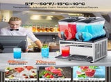 Commercial Frozen Drink Maker, 15Lx2 Double Tank Slushy Machine, 120 Cups Stainless Steel Margarita V952-CGXXRJX215LSN1G19V3