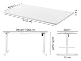 Levede Motorised Standing Desk Height 120cm White 800x 1.5MM DH4948-120S-WHWH
