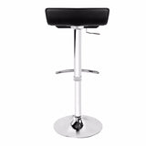 2X Black Bar Stools Faux Leather Low Back Adjustable Crome Base Gas Lift Slim Seat Swivel Chairs V43-BS-MIKA-BL