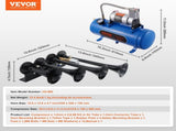 Train Horns Kit, 4 Trumpet Air Horn Kit, 150dB Train Horns for Pickup Trucks, 12V 120 psi Air V952-QLBYCQGTZ12VRGCVHV9