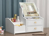 Cosmetic Storage Drawer Large Capacity Plastic Drawer Stationery Container with Mirror White V1294-YM0521-3117220286511