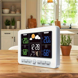 Indoor Outdoor Weather Station Color LCD Atomic Clock Barometer Forecast Dual Alarm Snooze Calendar V1232-CPQXZ002