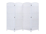 4 Panel Room Divider Decorative Folding Rattan Wicker Screen Room Privacy Separator White V957-SDFOROSN3207S